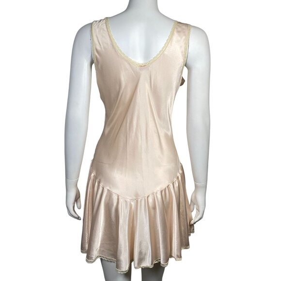 Vintage Lindsey Blake Short Satin Robe Nightgown Set Size M Lace Trim Pale Pink - Picture 8 of 14